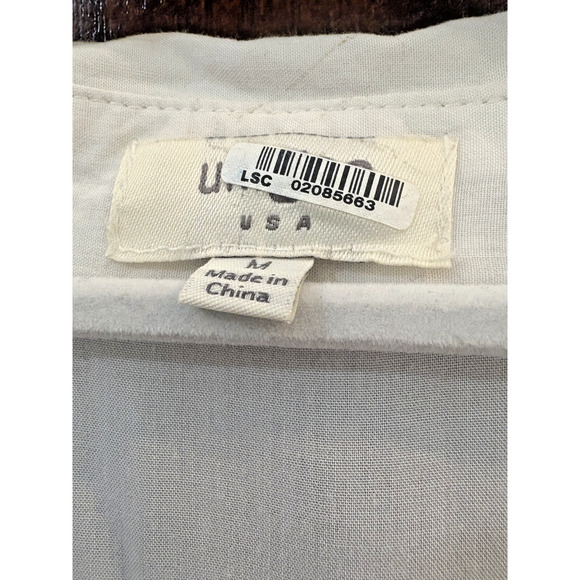 Umgee Womens Cream Split Neck Tie Blouse Medium Boho Peasant - Picture 2 of 4